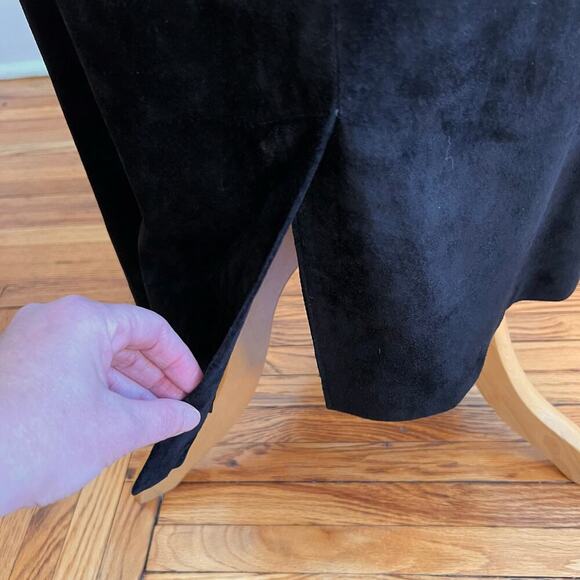 Vintage 90s Lord & Taylor 100% Silky Pig Suede Black High Waist Pencil Skirt 6 - Picture 7 of 11